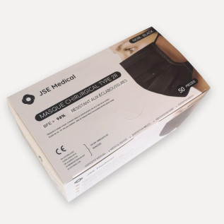 Masques chirurgicaux noir adulte type 2R - livraison 24h / 48h - DLC 03/2027 - JSE