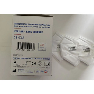 Masque FFP2 Auriol – Fabriqué en France - boite de 50 masques (10 sachets de 5 masques) - EN149:2001+A1:2009