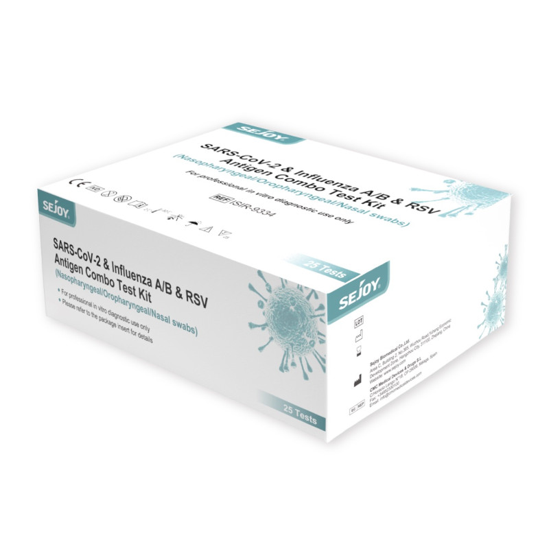 Test Antigénique Nasopharyngé Combo 3 en 1 TROD Grippe/Covid-19/VRS SEJOY - Boîte de 25 tests Test Antigénique Nasopharyngé Combo 3 en 1 TROD Grippe/Covid-19/VRS SEJOY - Boîte de 25 tests