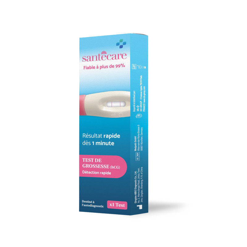 Test de Grossesse hCG en Une Étape - 1 test par boîte - SANTECARE Test de Grossesse hCG en Une Étape - 1 test par boîte - SANTECARE