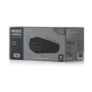 Masque Chirurgical Adulte Noir Type IIR - Boîte de 50 masques