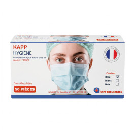 Masque Chirurgical Type IIR Bleu Fabrication FR - KAPP Hygiene | Planète Masques