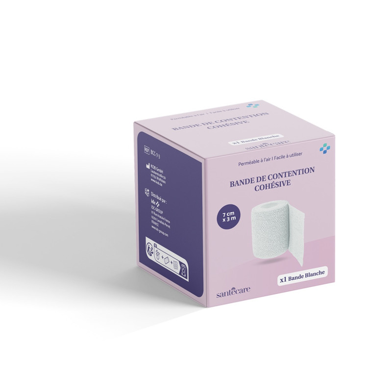 Bande de contention cohésive 3m x 7 cm - Blanche Bande de contention cohésive 3m x 7 cm - Blanche