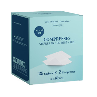 Compresses Stériles en non tissé 10x10cm - 25x2