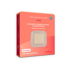 Pansement Hydrocellulaire Siliconé Absorption Moyenne 5x5 cm - Boîte de 10