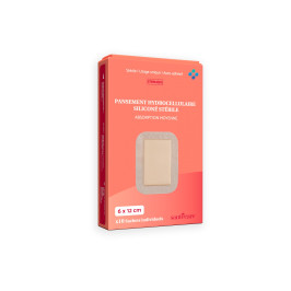 Pansement Hydrocellulaire Siliconé Absorption Moyenne 6x12 cm - Boîte de 10