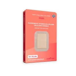 Pansement Hydrocellulaire Siliconé Absorption Moyenne 9x15 cm - Boîte de 10