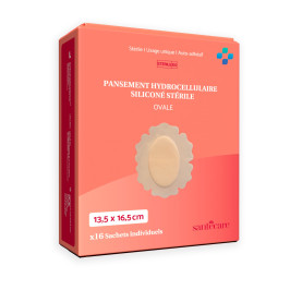 Pansement Hydrocellulaire Siliconé Ovale 13,5x16,5 cm - Boîte de 16