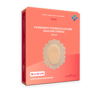 Pansement Hydrocellulaire Siliconé Ovale 16x20 cm - Boîte de 10