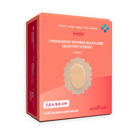 Pansement Hydrocellulaire Siliconé Ovale 7,5x9,5 cm - Boîte de 16