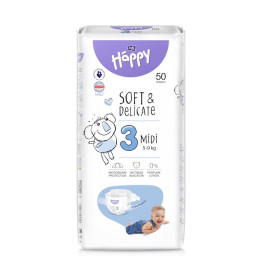 Couches Bébé Midi T3 (5-9kg) Sachet de 50 - HAPPY | Planète Masques