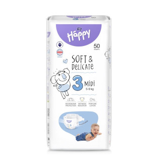 Couches Bébé Midi T3 (5-9kg) Sachet de 50 - HAPPY | Planète Masques