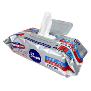 Sleepy - Lingettes Désinfectantes Antibactériennes - Mains & Surfaces - Travel Pack 100 lingettes