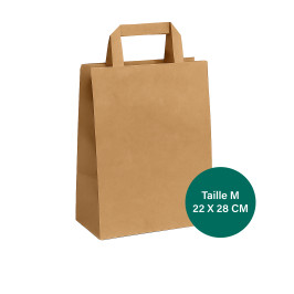 Sacs cabas kraft brun recyclé - Taille M (22x28cm) - Carton de 300 sacs