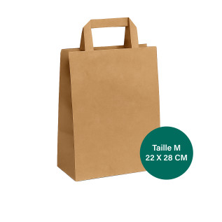 Sacs cabas kraft brun recyclé - Taille M (22x28cm) - Carton de 300 sacs