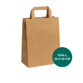 Sacs cabas kraft brun - Taille L (26x30cm) - Carton de 300 sacs