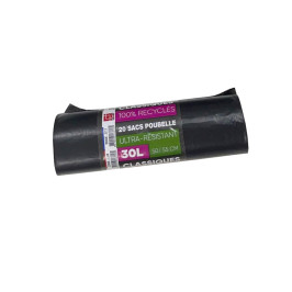 Sacs poubelle recyclés 30L - Carton de 24 rouleaux