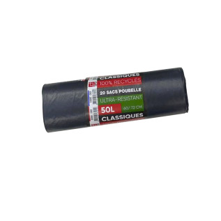 Sacs poubelle recyclés 50L - Carton de 24 rouleaux