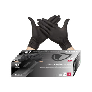 OneProtek - Boîte de 100 Gants d'examen Vitrile - Taille S - Noir