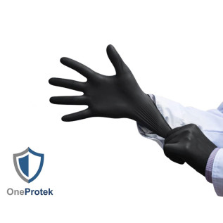 OneProtek - Boîte de 100 Gants d'examen Vitrile - Taille S - Noir