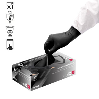 OneProtek - Boîte de 100 Gants d'examen Vitrile - Taille S - Noir