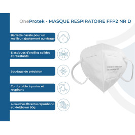OneProtek - Boite de 30 Masques de Protection Respiratoire FFP2 NR - Sachet individuel - Blanc