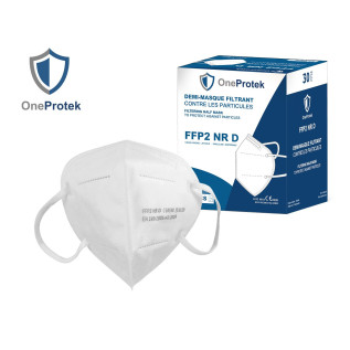 OneProtek - Boite de 30 Masques de Protection Respiratoire FFP2 NR - Sachet individuel - Blanc