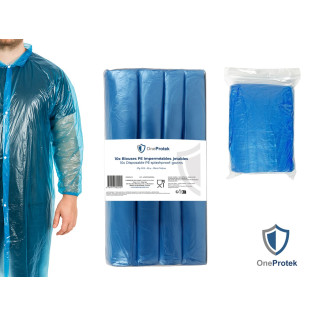 OneProtek - Sachet de 10 Blouses Imperméables Jetables - Taille Unique - Bleu