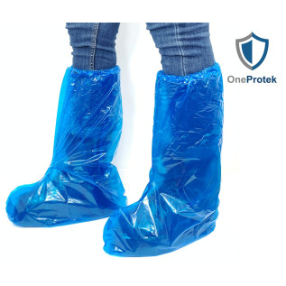 OneProtek - Sachet de 50 Surbottes Jetables en Polyéthylène Imperméables - Taille Unique - Bleu