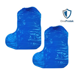 OneProtek - Sachet de 50 Surbottes Jetables en Polyéthylène Imperméables - Taille Unique - Bleu
