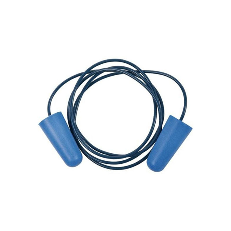 OneProtek - Sachet de 200 paires de bouchons de protection d'oreille - Avec cordelette - Bleu - Sous-emballé par paire