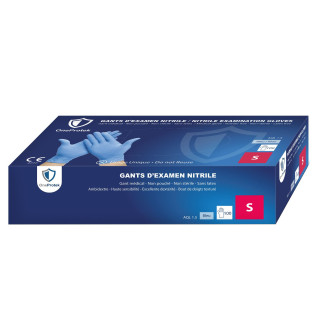 Gants d'examen Nitrile OneProtek - Boîte de 100 - Bleu