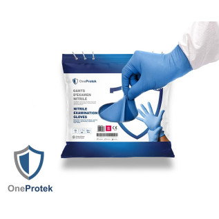 Gants d'examen Nitrile OneProtek - Sachet de 200 - Bleu
