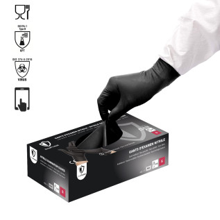 Gants d'examen Nitrile OneProtek - Boîte de 100 - Noir