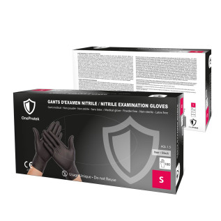 Gants d'examen Nitrile OneProtek - Boîte de 100 - Noir