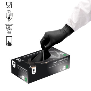 Gants d'examen Nitrile OneProtek - Boîte de 100 - Noir