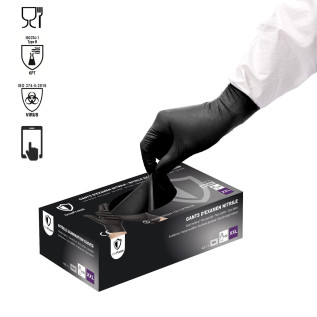 Gants d'examen Nitrile OneProtek - Boîte de 100 - Noir