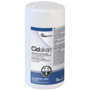 Cidalkan Lingettes Boîte de 120 - Détergent Désinfectant à Base d'Alcool