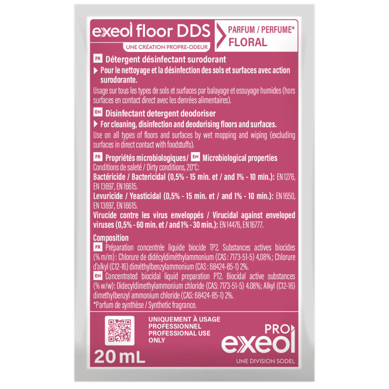 Exeol Floor DDS Dose 20mL Parfum Floral - Détergent Désinfectant Surodorant