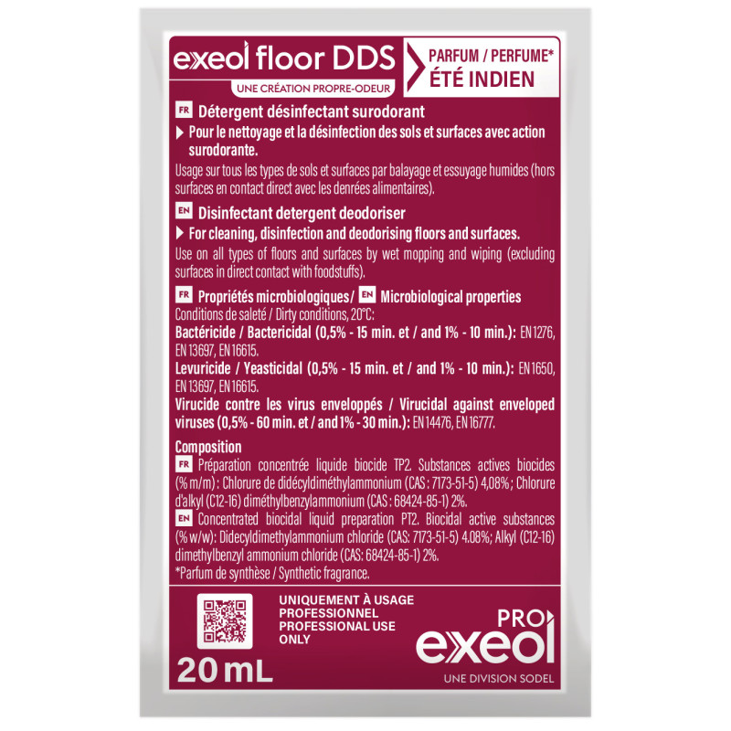 Exeol Floor DDS Dose 20mL Parfum Eté Indien - Détergent Désinfectant Surodorant