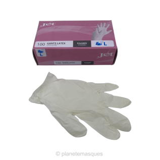 Gant Latex poudré – Blanc – Jet Taille L