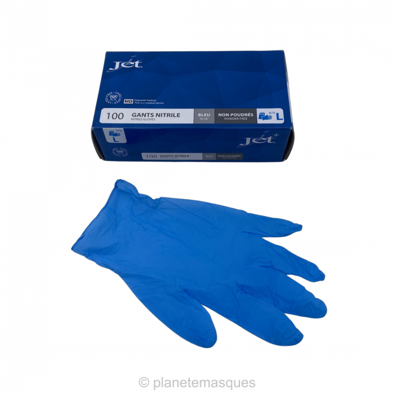 Gants jetables en nitrile sans latex, sans poudre, gants de qualité  alimentaire, 200 pièces taille L, bleu : : Outils et Bricolage