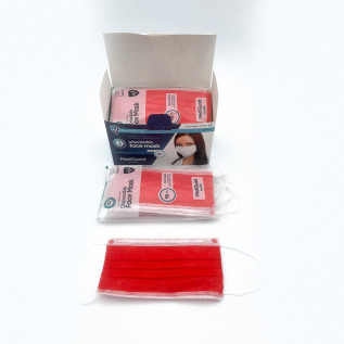 Masque chirurgical type 2R – Rouge – boite de 50 masques