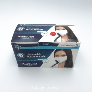 Masque chirurgical type 2R – Rouge – boite de 50 masques