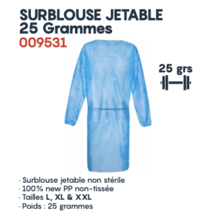 Surblouse jetable 25 grammes Bleu