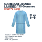 Surblouse jetable laminée 30 grammes Bleu Surblouse jetable laminée 30 grammes Bleu