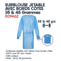 Surblouse jetable avec bord de côtes 45 grammes Bleu Surblouse jetable avec bord de côtes 45 grammes Bleu