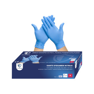 Gant Nitrile Bleu non poudré - de la taille S à XXL - Boite de 100 gants